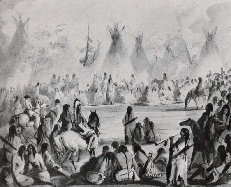 Miller, Alfred Jacob Indians Assembled in Grand Council to Hold a Talk Germany oil painting art
